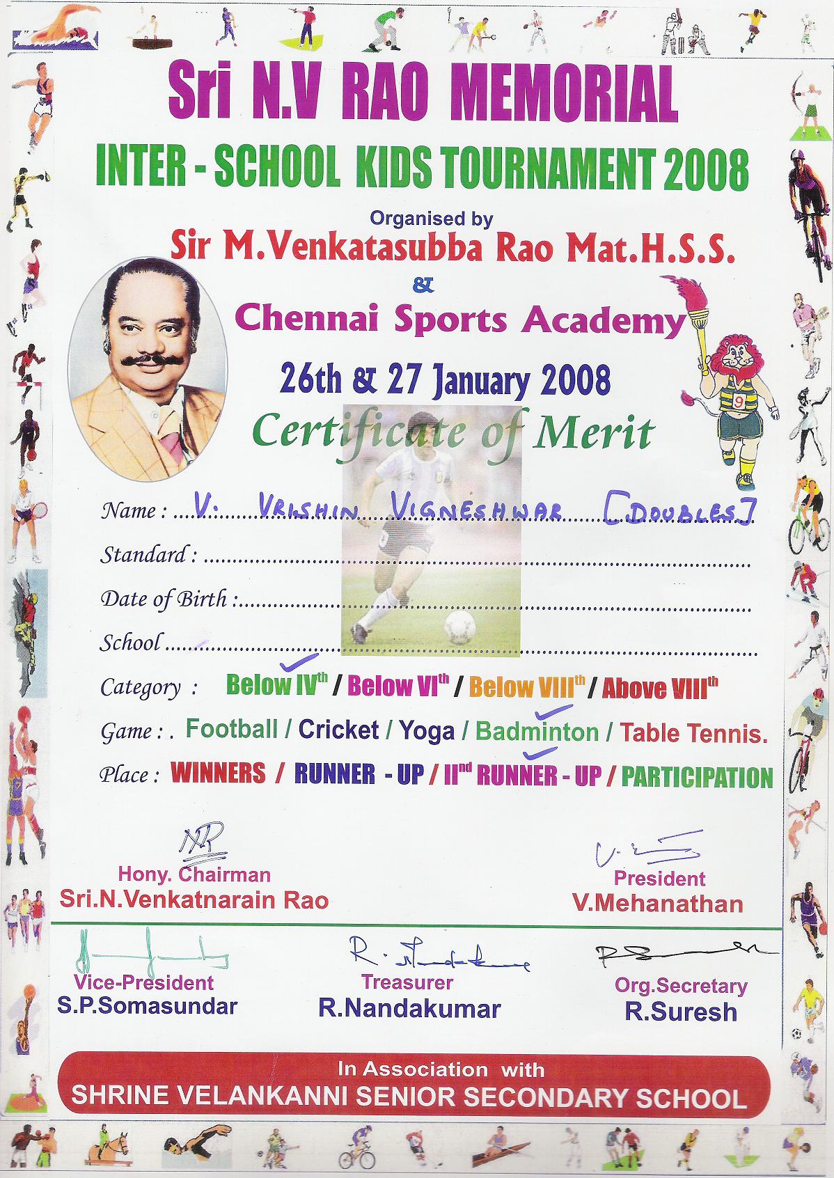 Vrishin-2008-01-26-Certificate-NvRaoInterSchoolKidsTournament-Vrishin-BadmintonDoublesRunnersUp.jpg