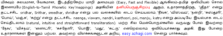 Tamil Software Azhagi - Helps you to type in Tamil in the Easiest and Fastest mode possible