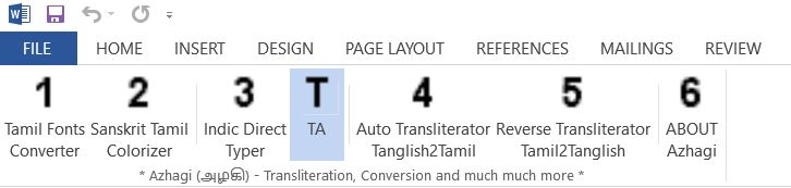 Azhagi's Addins for MS Word - DT module