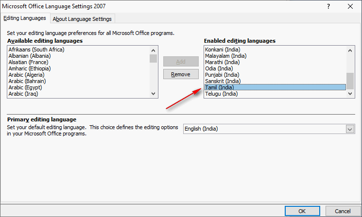 Azhagi's Addins for MS Word - Must-Do Language Setting