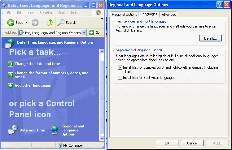 Enabling Unicode in Windows XP